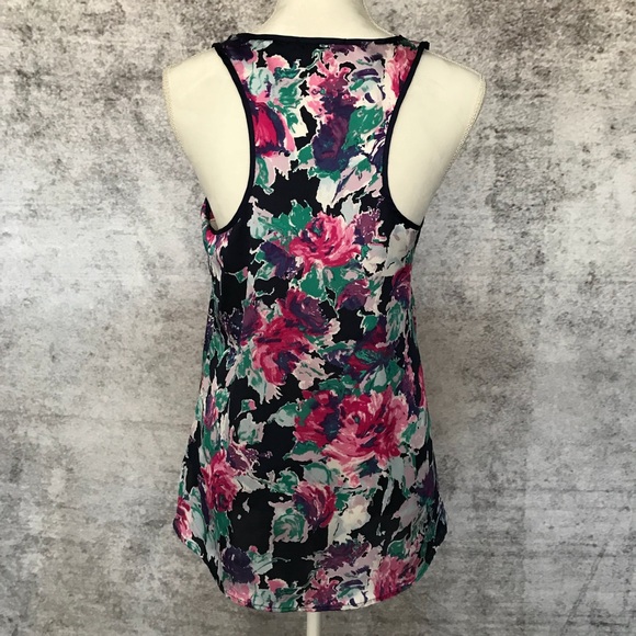 Navy Floral Racerback Tank - Picture 3 of 6